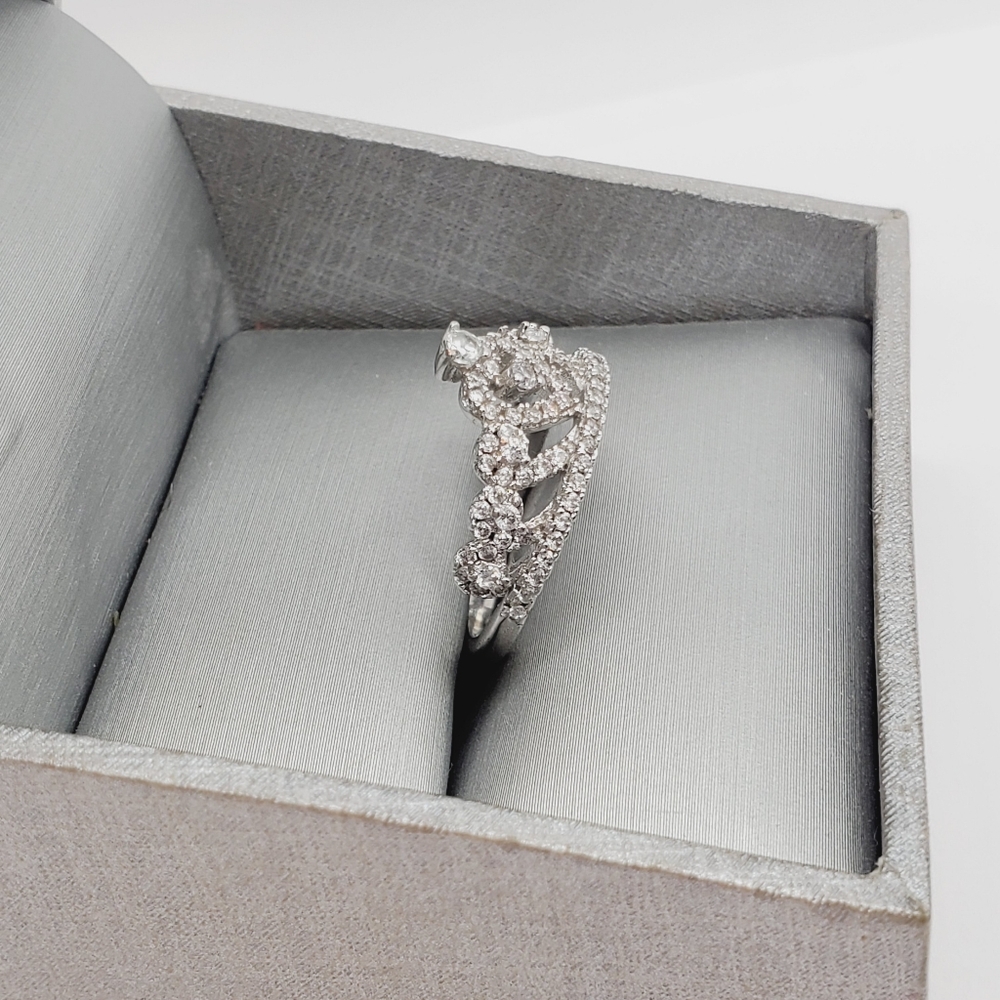 Princess Silver Ring Queen Ring Tiara Diamond Ring - Picture 2 of 5